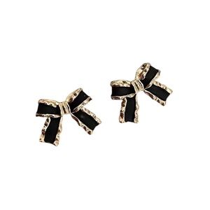 Black Bow Stud Earrings